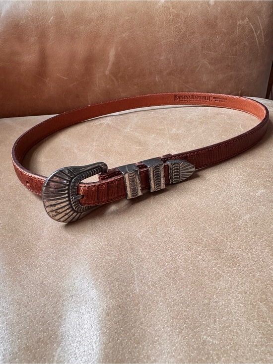 Banana Republic Accessories - Banana Republic Brown genuine Leather Belt Silver Western Buckle vintage